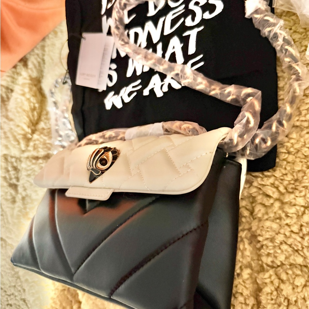 Kurt Geiger Two-Tone Quilted Crossbody — Cream and Black Bag NWT RARE - Picture 3 of 10